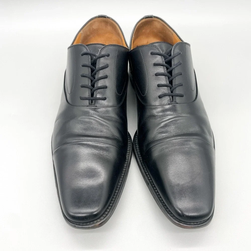 Magnanni Mens 10M Vista Cap Toe Oxford Black Leather Dress Shoes Derby Office